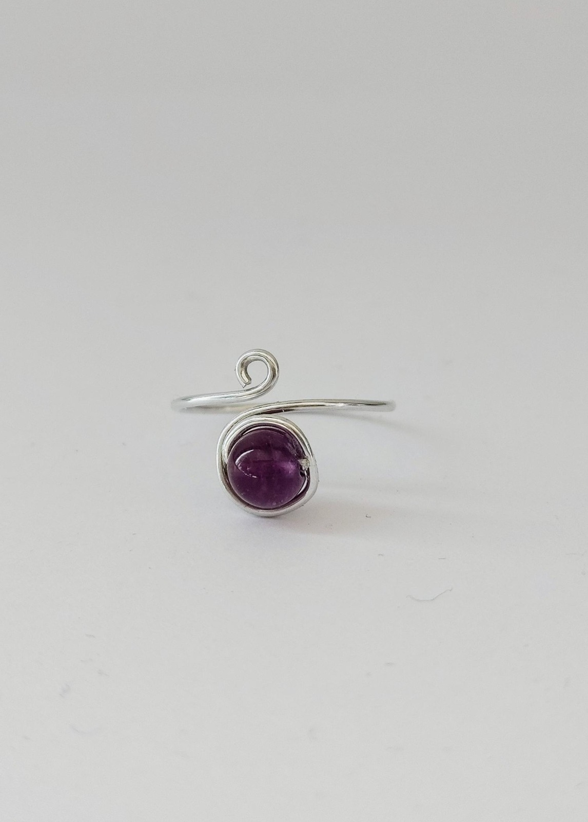 Handmade Adjustable Gemstone Ring – Minimalist Spiral Design