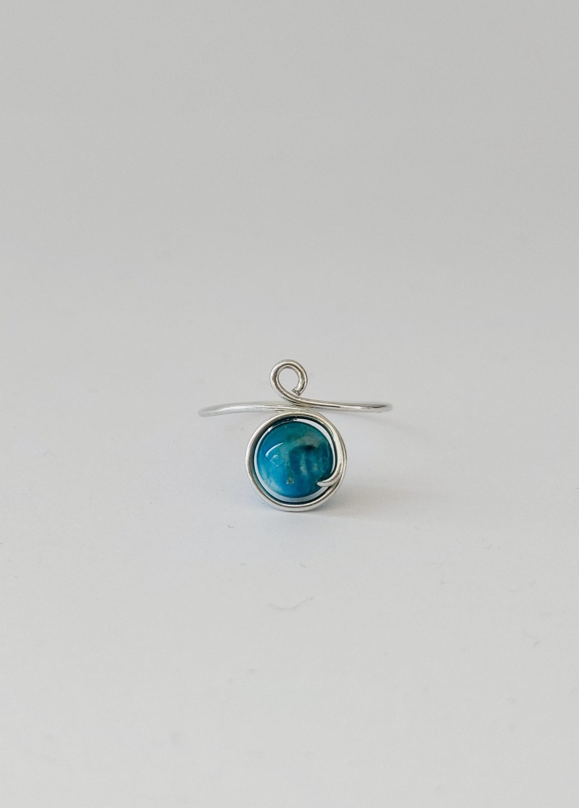 Handmade Adjustable Gemstone Ring – Minimalist Spiral Design
