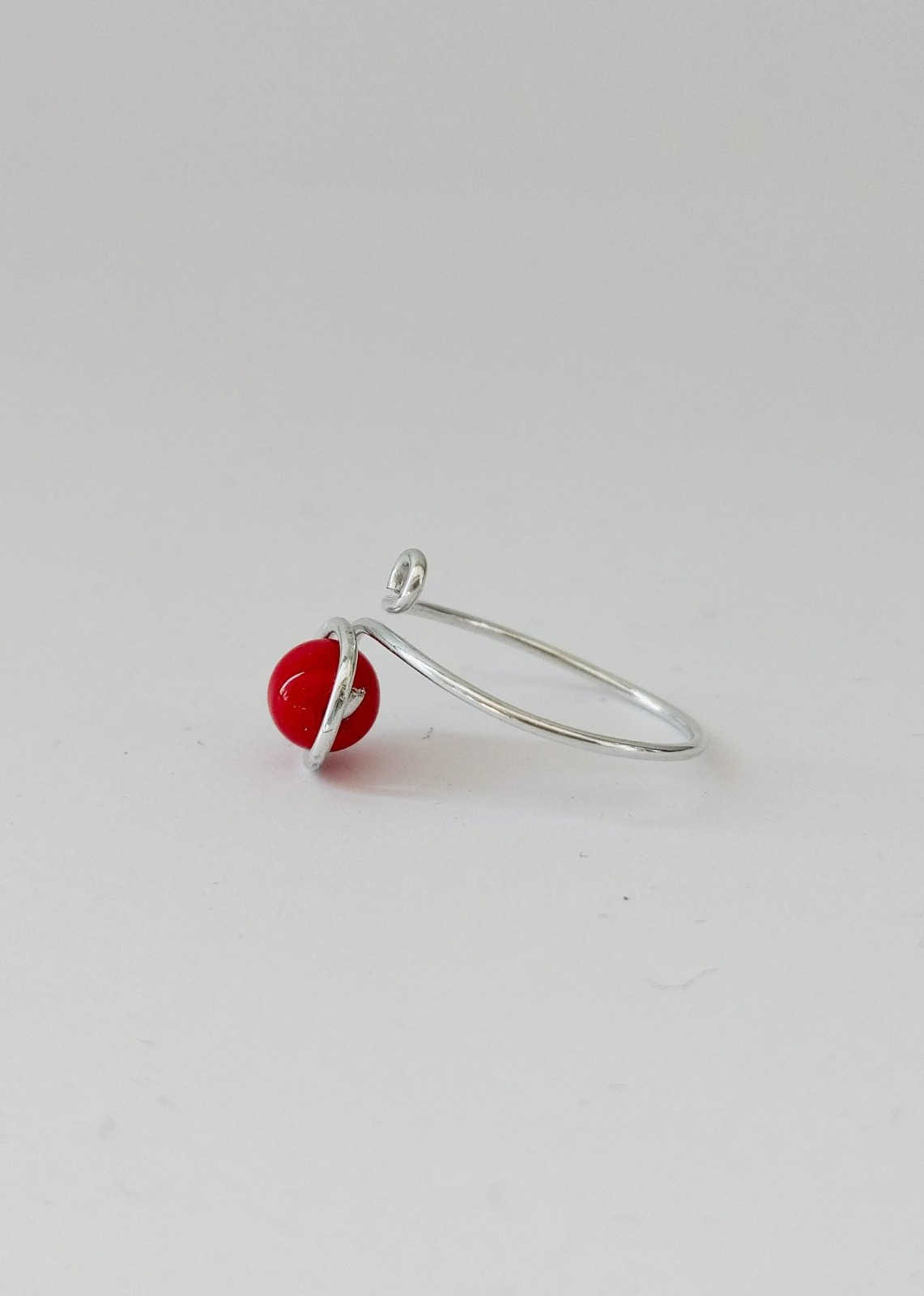 Handmade Adjustable Gemstone Ring – Minimalist Spiral Design