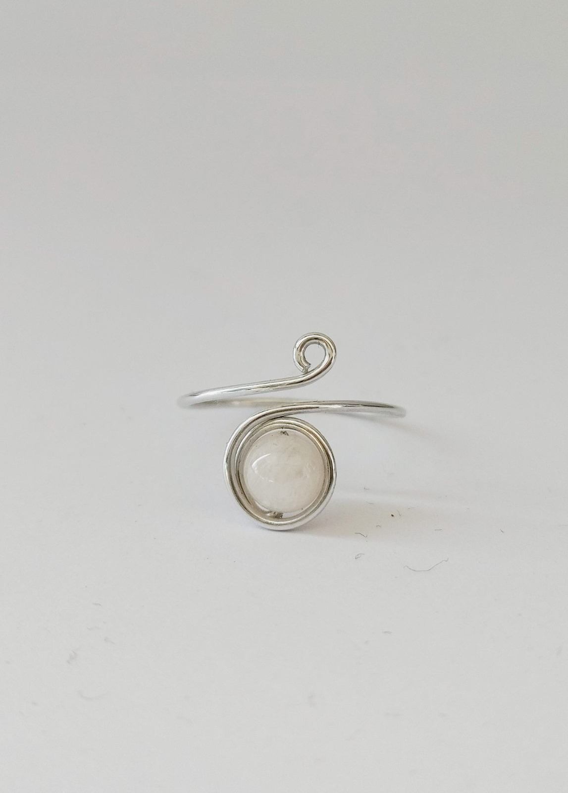 Handmade Adjustable Gemstone Ring – Minimalist Spiral Design