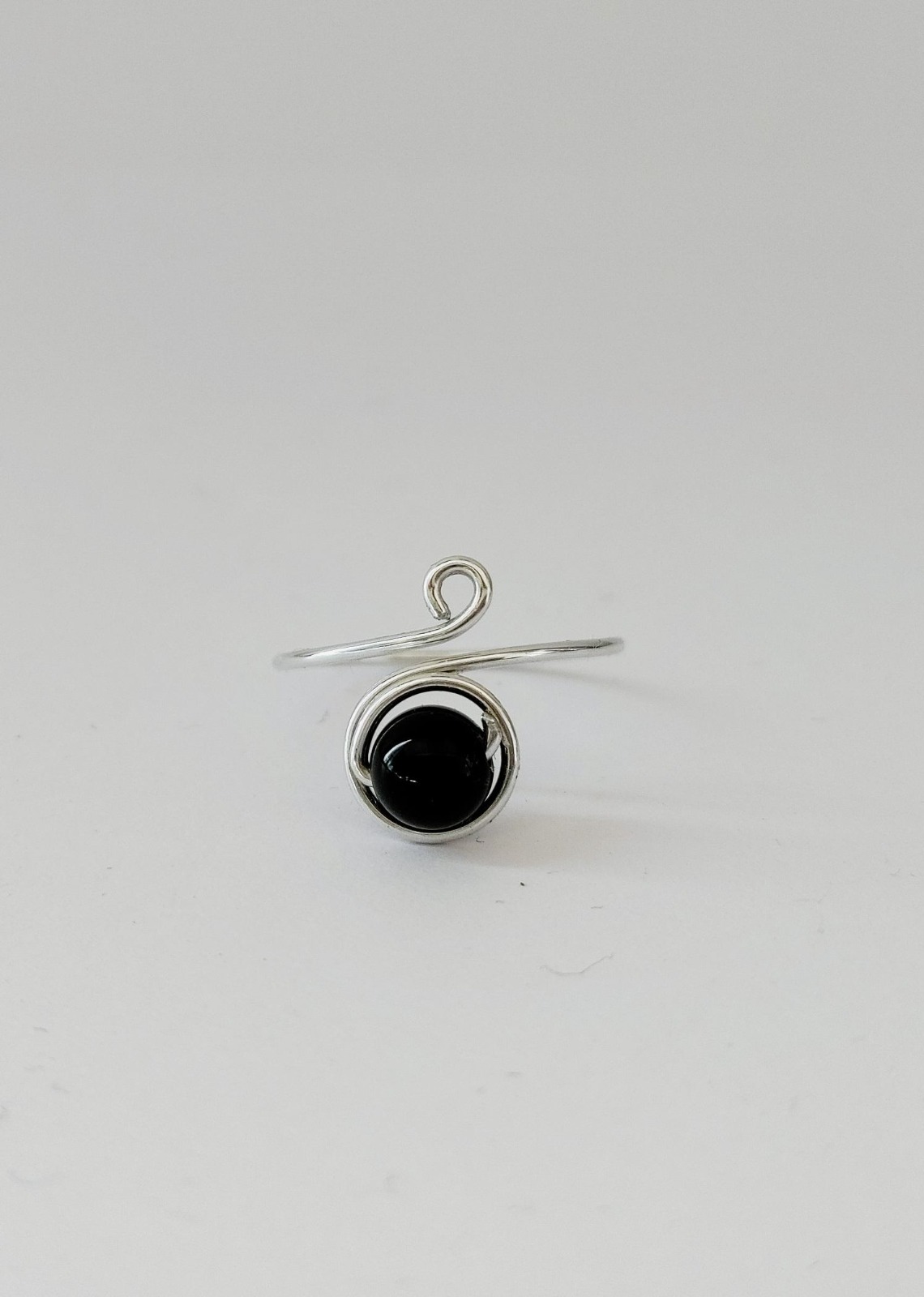 Handmade Adjustable Gemstone Ring – Minimalist Spiral Design